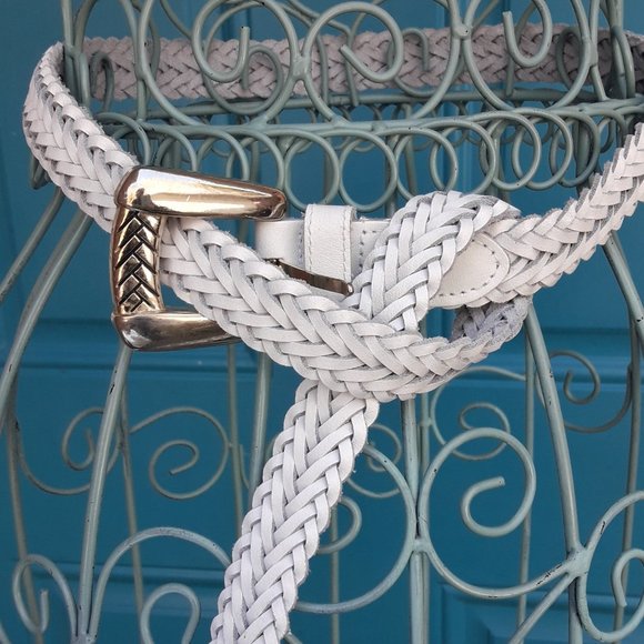 Genuine Leather Belt Braided White Woven Multi Loop Real Leather Belt Womens main image 15